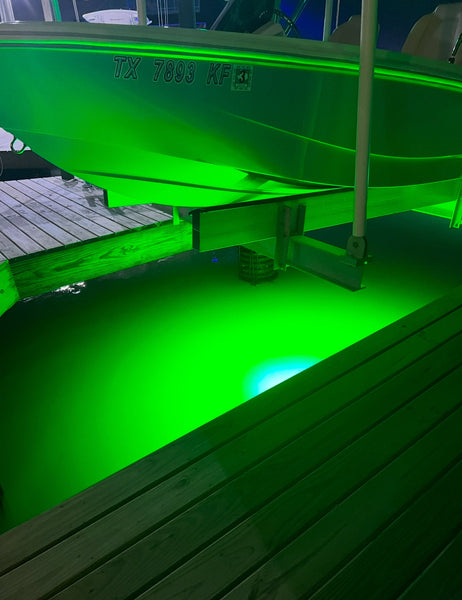Light Up Your Boat Slip with Underwater Green Fishing Lights