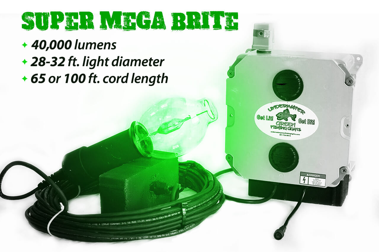 Super Mega Brite Underwater Light System (400 Watts) – Under Water Green  Fishing Lights